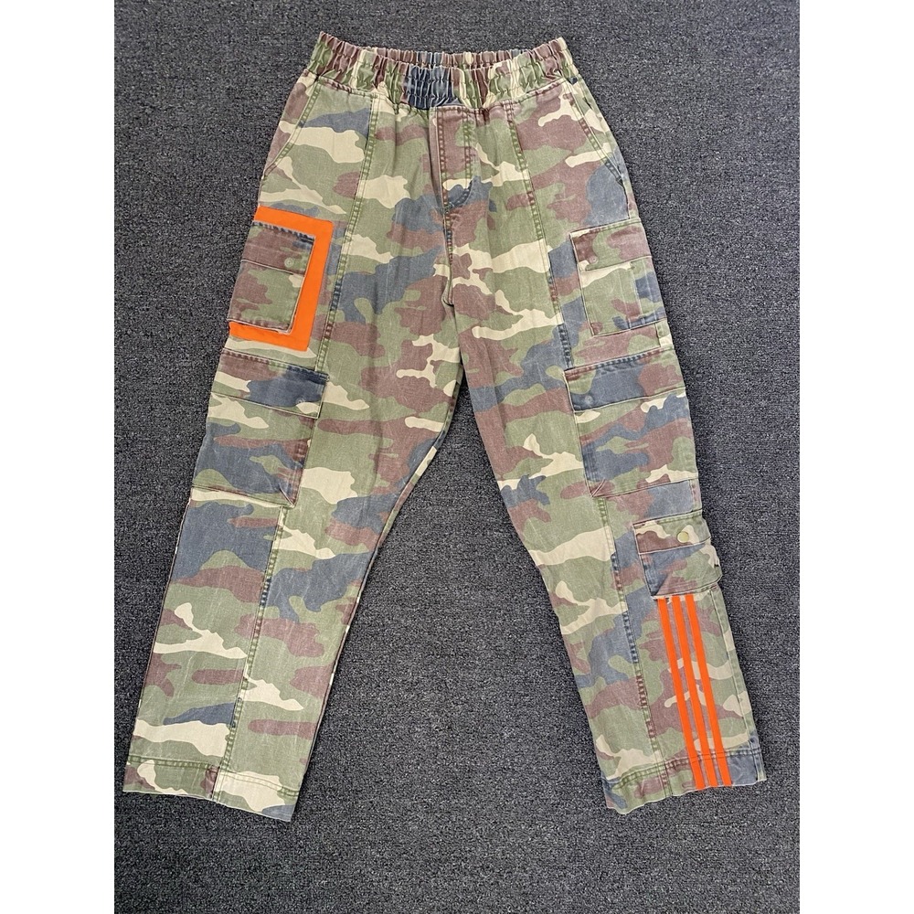 Adidas x Ivy Park Camo Cargo Pants Mens Size Small Utility Preppy Orange Stripes
